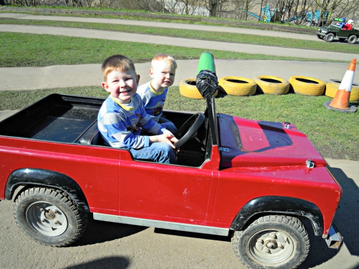 Mini Landrovers at Diggerland