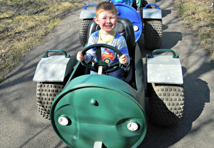 4 year old on the Diggerland train
