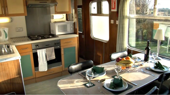 Inside the railway carriage