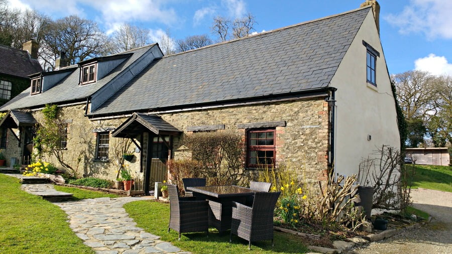 Outside Tansy Cottage at Clydey Cottages in Pembrokeshire