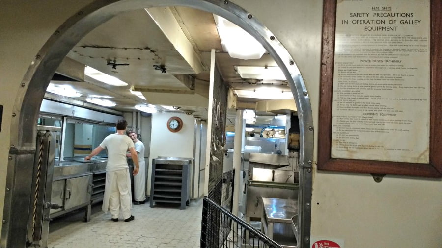 The kitchens on HMS Belfast.
