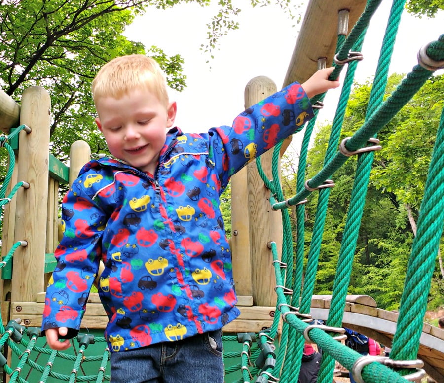 Toddler having fun at the Heights of Abraham