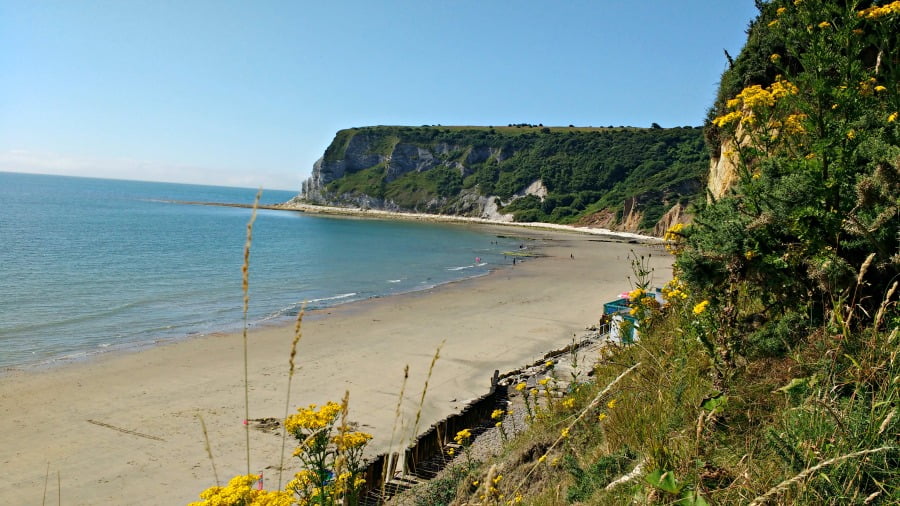 The beach at Whitecliff Bay in the Isle of Wight