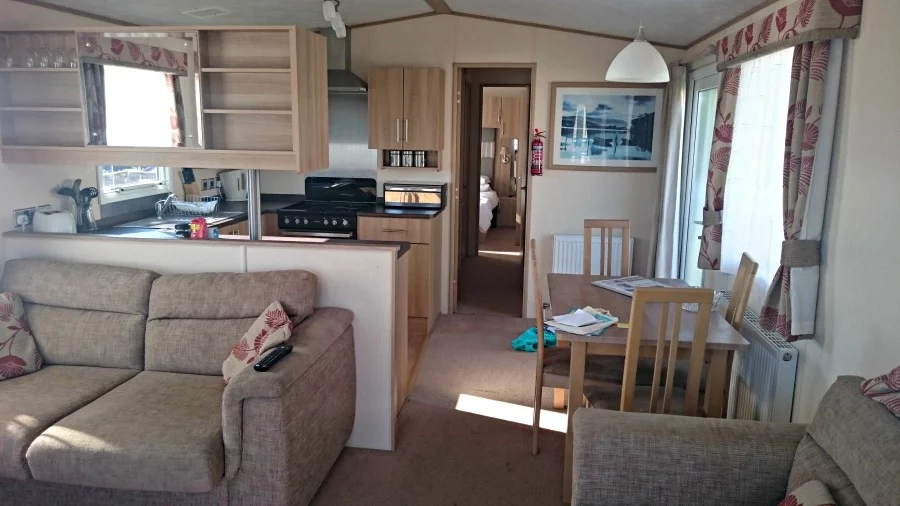 Inside a luxury at Whitecliff Bay - a baby and toddler friendly holiday park in the Isle of Wight.