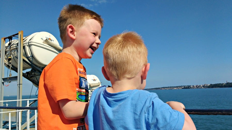 The boys were very excited on the ferry to the Isle of Wight!