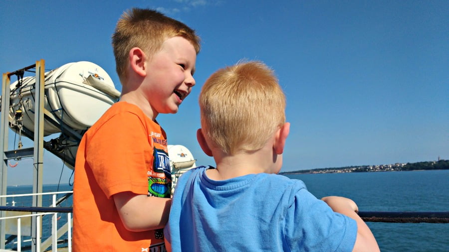 The boys were very excited on the ferry to the Isle of Wight! 