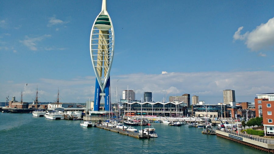 Leaving Portsmouth on the ferry to the Isle of Wight