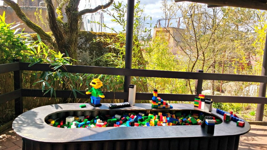 Lego tables in the queues at Legoland Billund