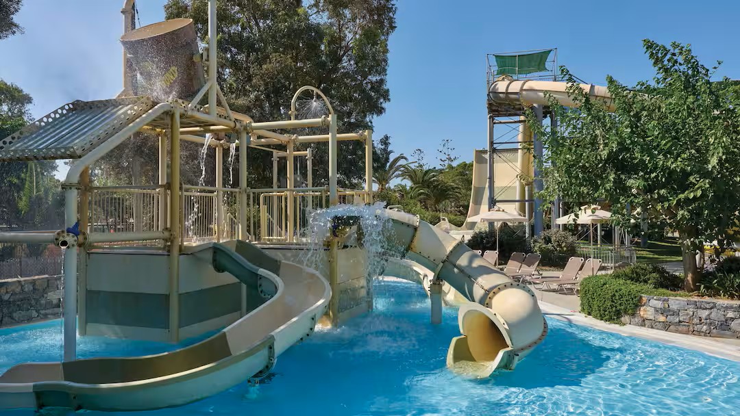greece hotel with a waterslides