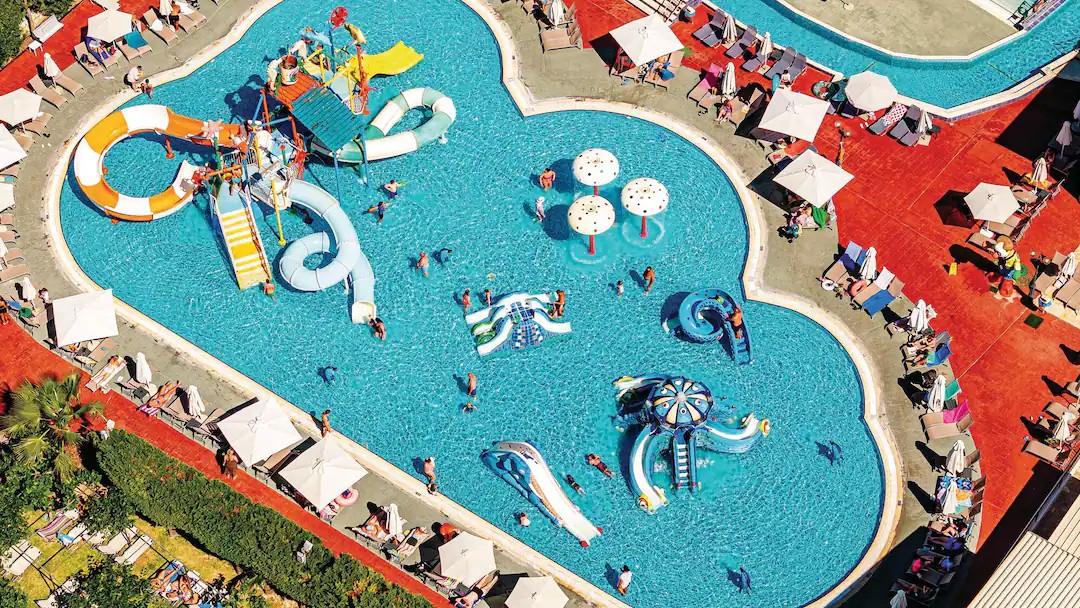 greece hotel with a waterslides