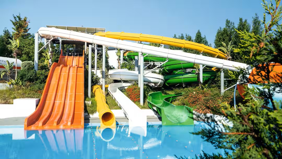 greece hotel with a waterslides