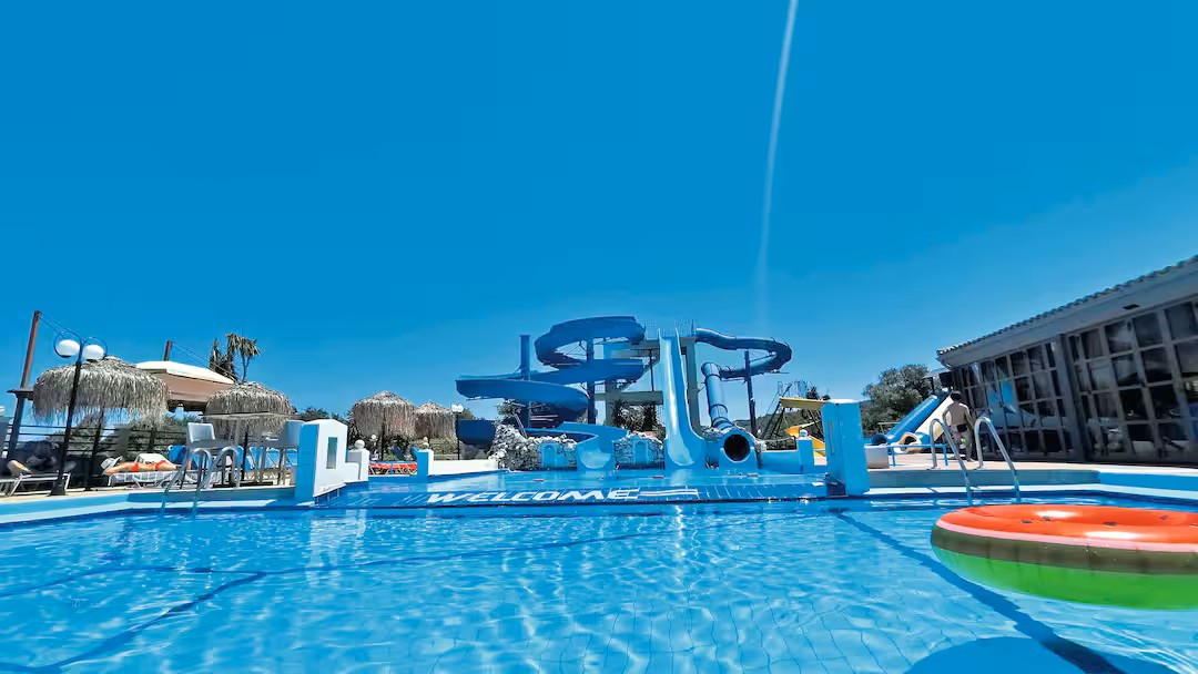 greece hotel with a waterslides