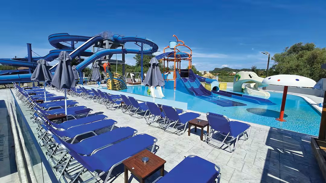 greece hotel with a waterslides