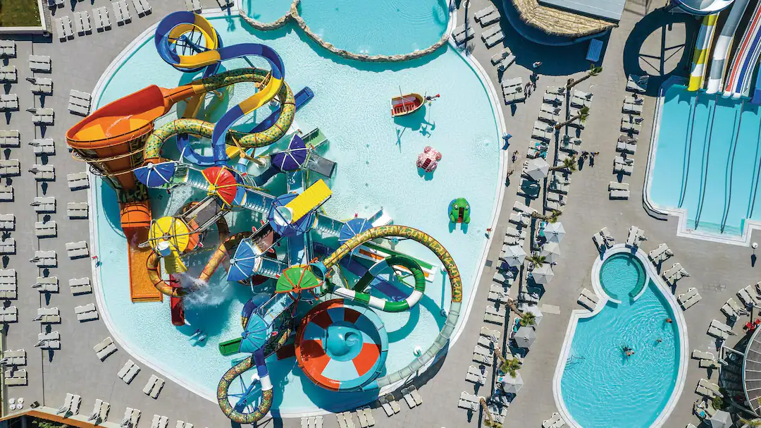 greece hotel with a waterslides