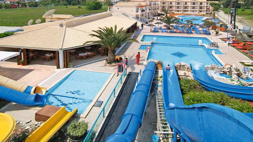 greece hotel with a waterslides
