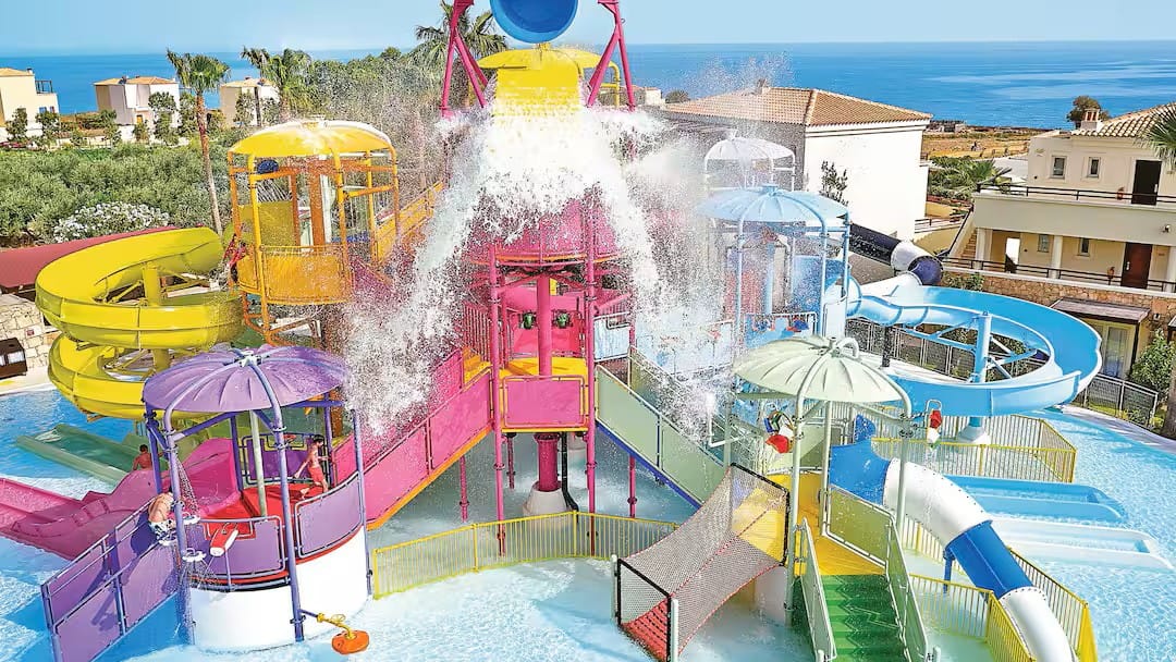 greece hotel with a waterslides